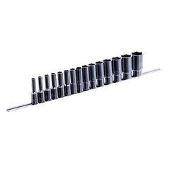 Набор головок длинных 1/2" 15ед. 8~15,17,19,22,24,27,30,32мм (на планке) TOPTUL GAAQ1607U