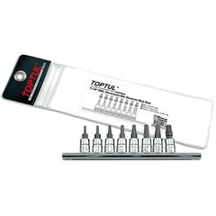 Набор бит пятигранных 1/4" TORX T8-T40 с отверстием 8ед. TOPTUL GAAG0805