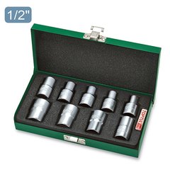 Набор головок TORX 1/2" E10-E24 9ед. (звезда Давида) TOPTUL GAAD0907