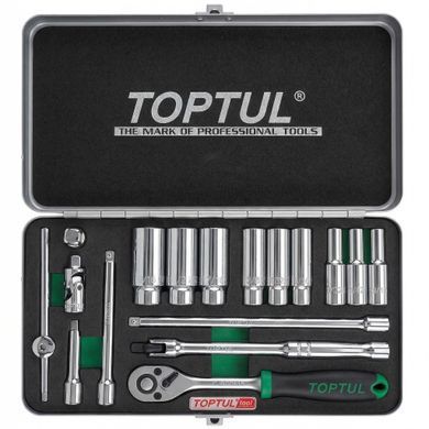 Набор инструмента 1/4" 18ед. дюймового 3/16"-9/16" (длинные головки) TOPTUL GCAD1813