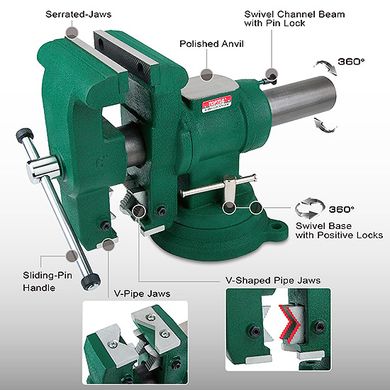 Тиски слесарные поворотные 6" многоцелевые TOPTUL DJAB0106