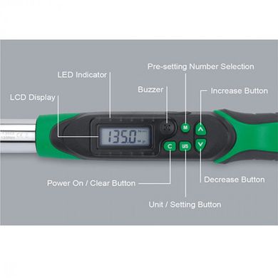 Ключ динамометричний 6,8-135Нм (цифровий)  3/8" двосторонньої дії TOPTUL DT-135I3