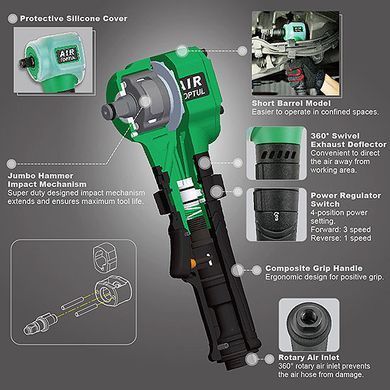 Пневмогайковерт 1/2" 407N/m 6500об/мин 1,4кг TOPTUL KAAS1630