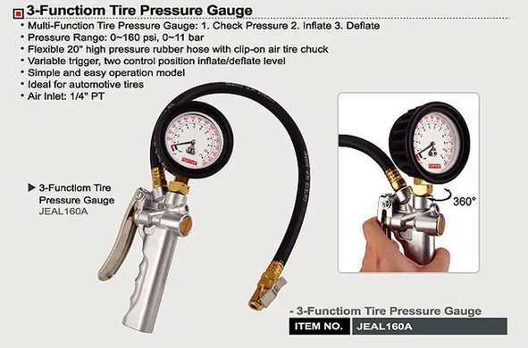 Пістолет підкачування коліс професійний JEAL160A TOPTUL