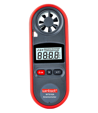 Анемометр цифровой 0,7-30м/с, -10-45°C WINTACT WT816A