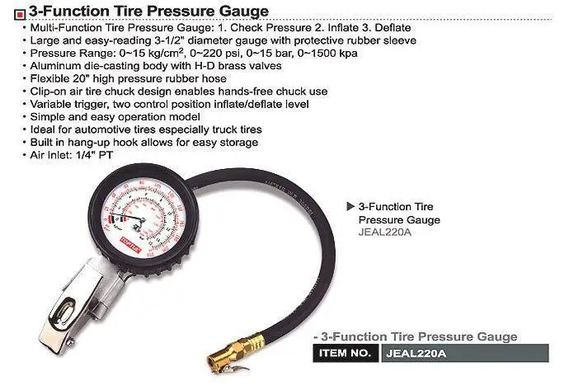 Пістолет підкачки коліс професійний JEAL220A TOPTUL