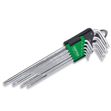 Набор Г-обр. ключей TORX T10-T50 9ед. супердл. с отверстием TOPTUL GAAL0915