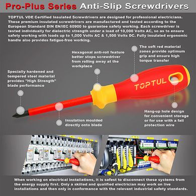Набор отверток электроизолированных (1000V) VDE 7ед. TOPTUL GFE-0701