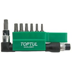 Набір біт 1/4" TORX T10H-T40H + Гобр.перех. 8од. TOPTUL GAAL0801