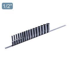 Набор головок длинных 12-гр. 1/2" 15ед. 8~19,21,22,24мм (на планке) TOPTUL GAAQ1606U-12