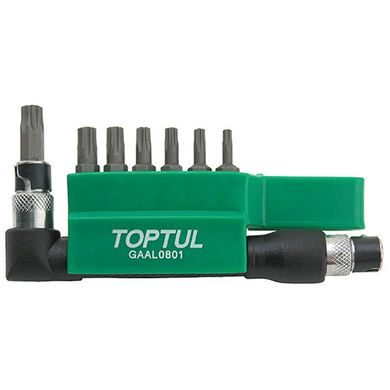 Набор бит 1/4" TORX T10H-T40H + Гобр.перех. 8ед. TOPTUL GAAL0801